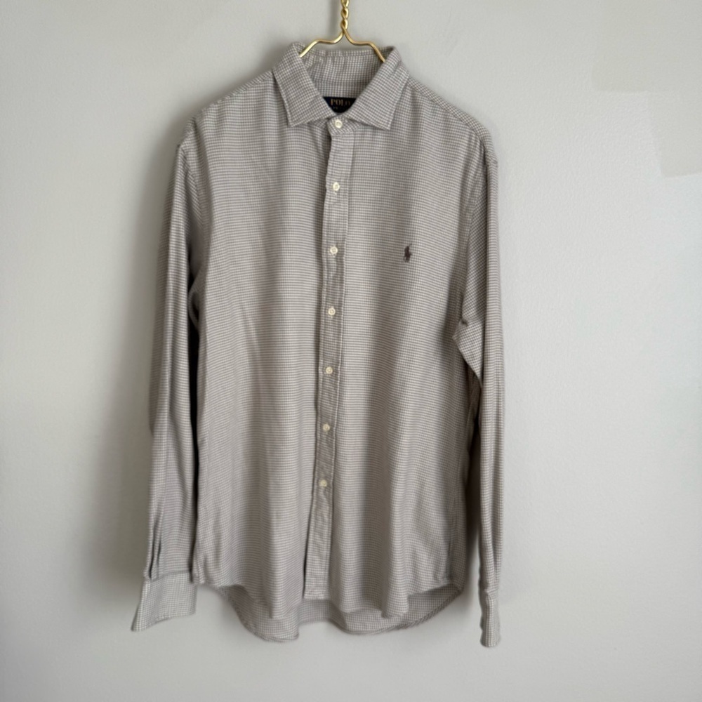 Ralph Lauren slim fit brushed cotton houndstooth print long sleeve button down